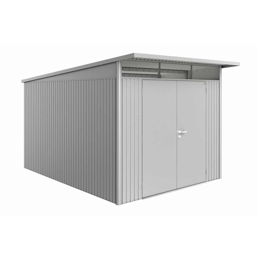 Gerätehaus AvantGarde silber-metallic mit Doppeltür.