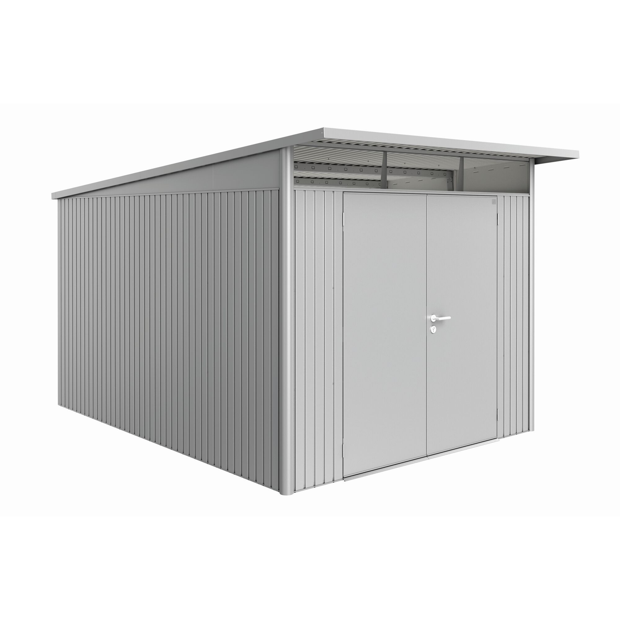 Gerätehaus AvantGarde silber-metallic mit Doppeltür.