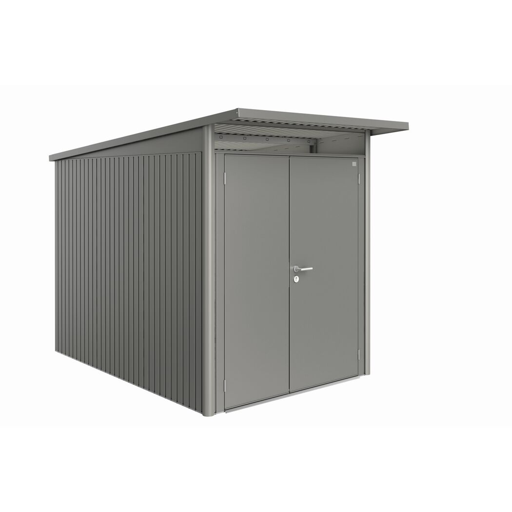 Gerätehaus 'AvantGarde' quarzgrau-metallic mit Doppeltür