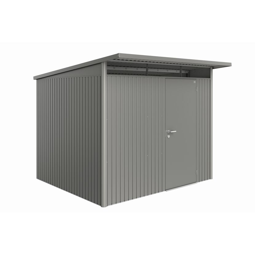 Graues Gerätehaus AvantGarde mit Standardtür.