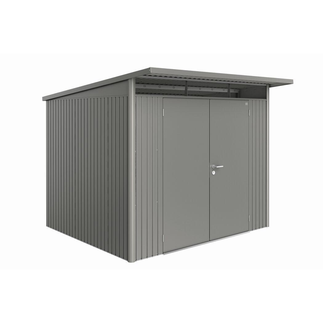 Gerätehaus 'AvantGarde' quarzgrau-metallic mit Doppeltür