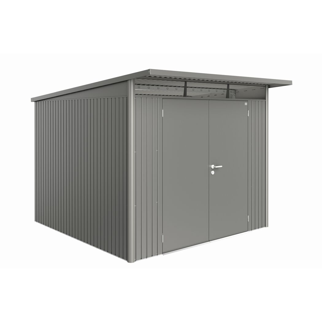 Gerätehaus 'AvantGarde' quarzgrau-metallic mit Doppeltür
