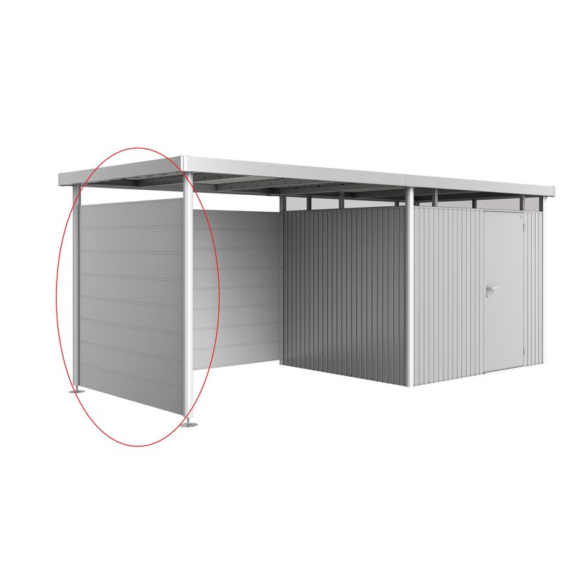 Metallgerätehaus HighLine mit Sichtschutzwand