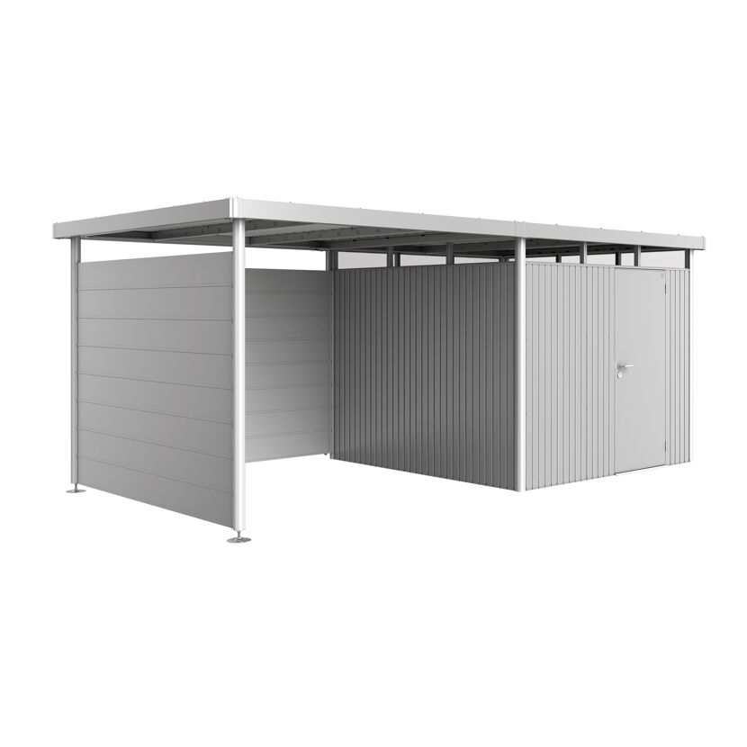 Gerätehaus HighLine mit Sichtschutzwand silber