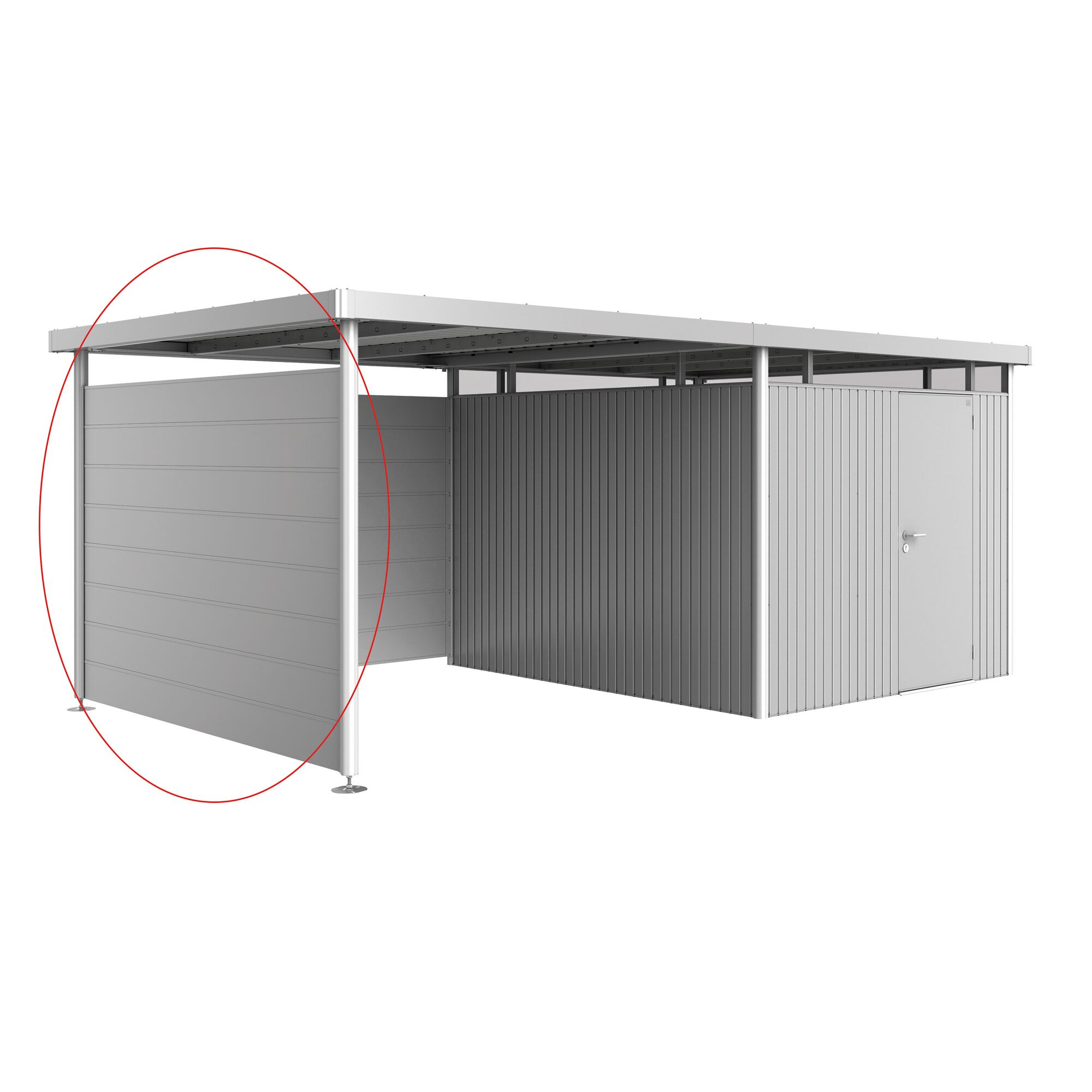 Metallgerätehaus mit Wand und Dach