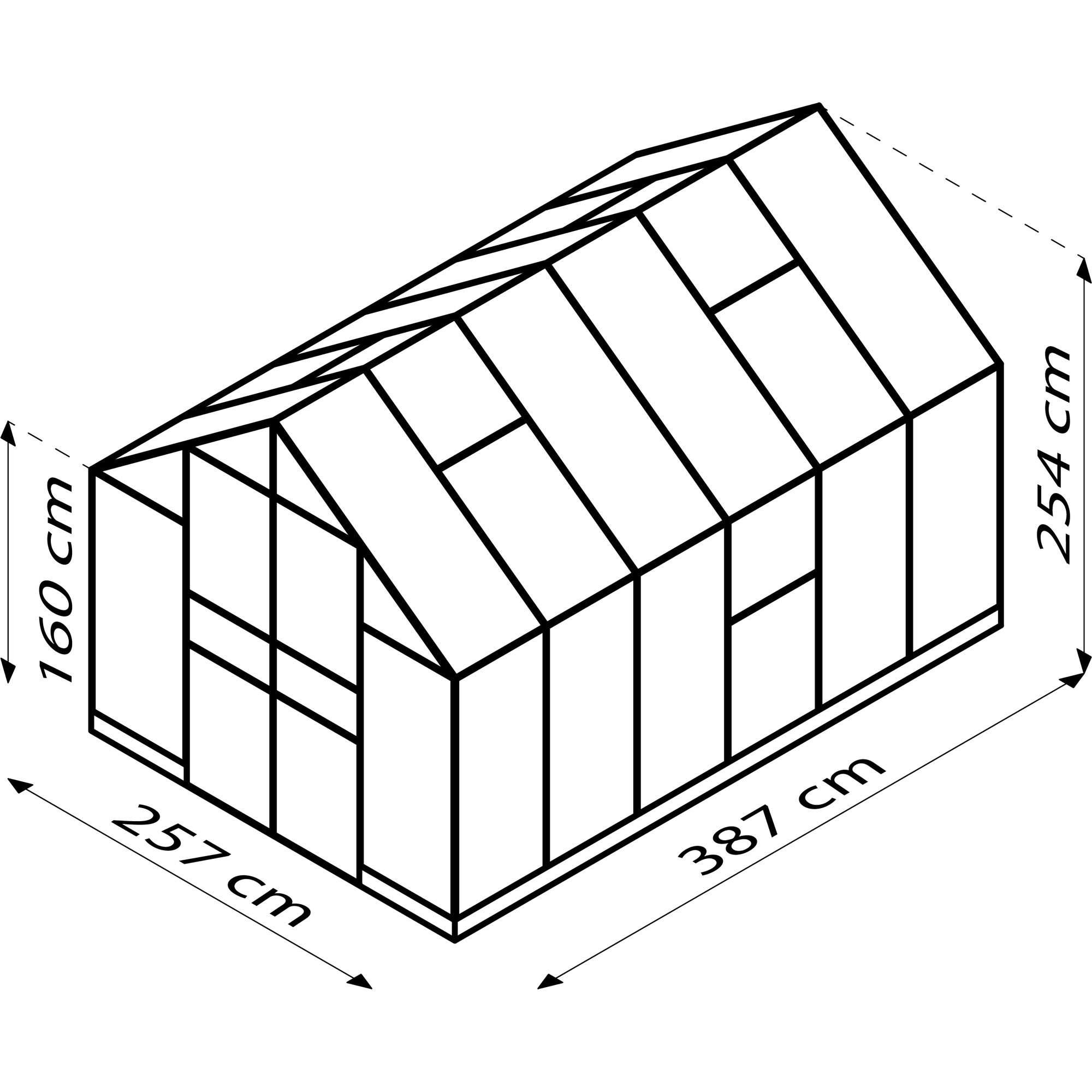 Gewächshaus 'Olymp 9900' 9,9 m² 254,4 x 378,8 cm 4 mm Hohlkammerplatten aluminiumfarben + product picture