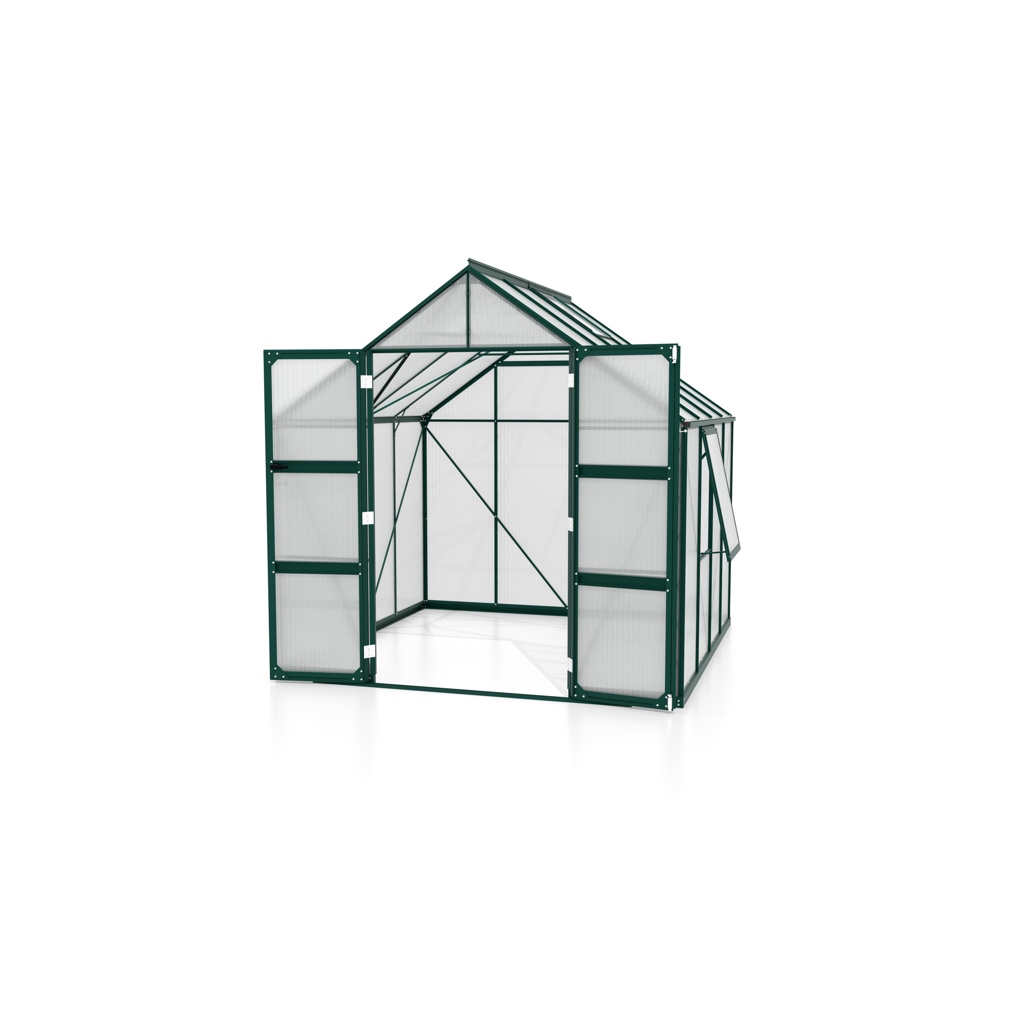 Gewächshaus 'Olymp 6700' 6,7 m² 254,4 x 254,4 cm 4 mm Hohlkammerplatten smaragdfarben + product picture