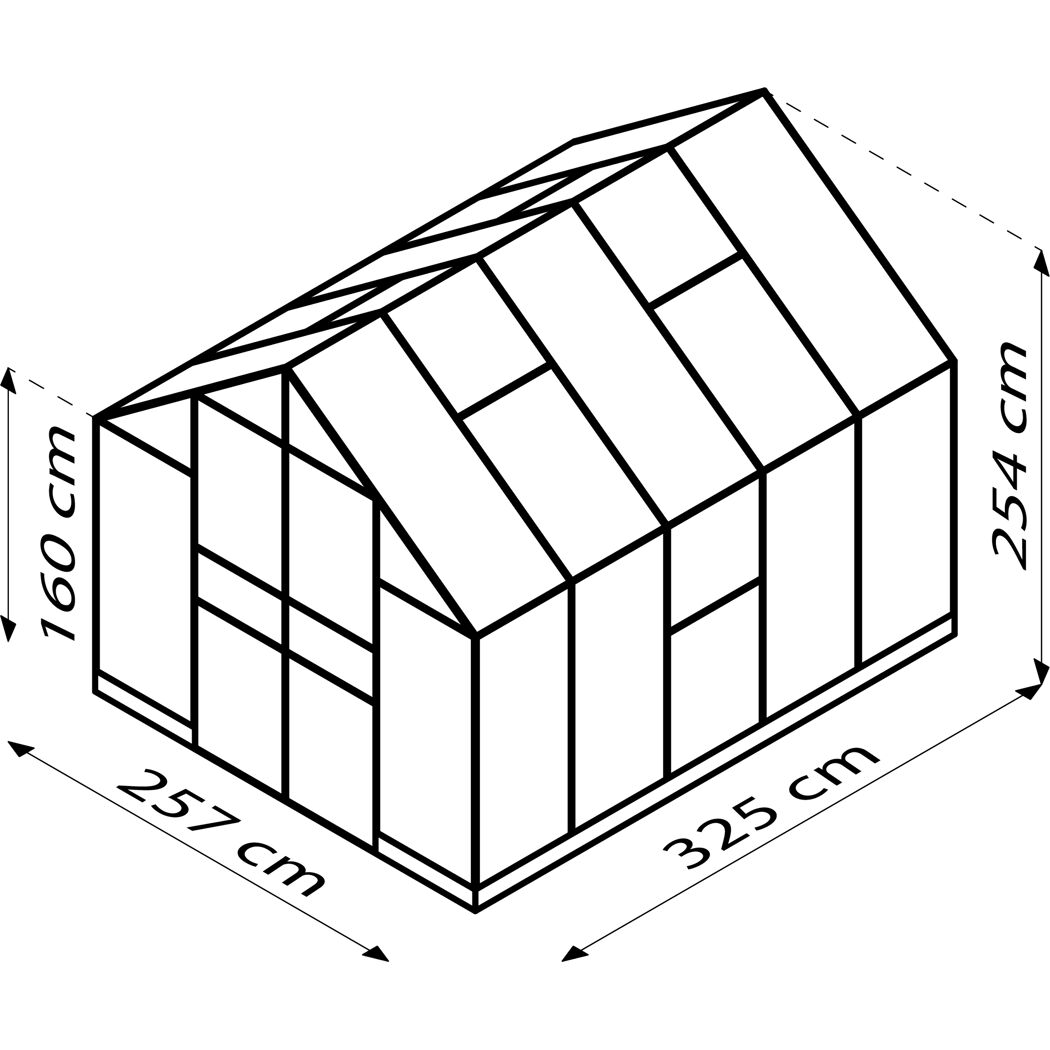 Gewächshaus Olymp 8300 HKP mit Maßen