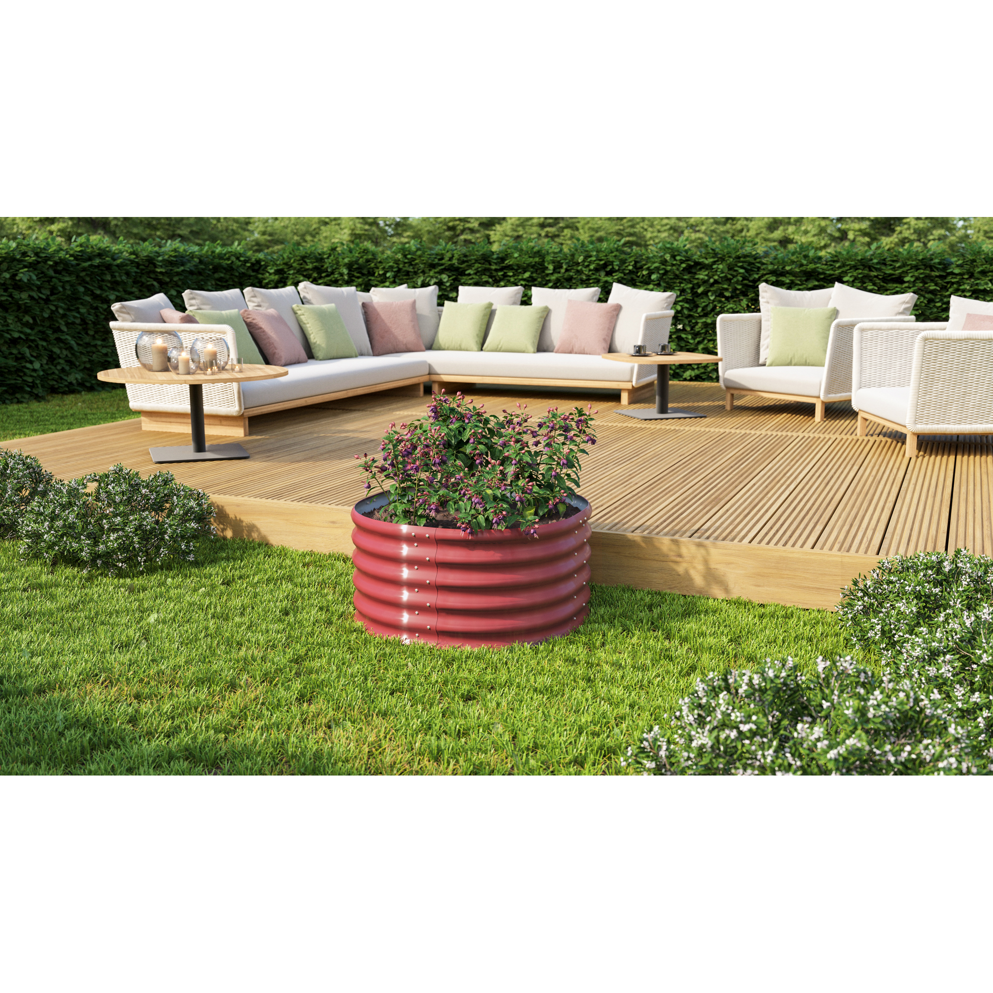 Hochbeet ‚Vita 401 Rund‘ rubinrot 82,1 x 40,1 x 82,1 cm