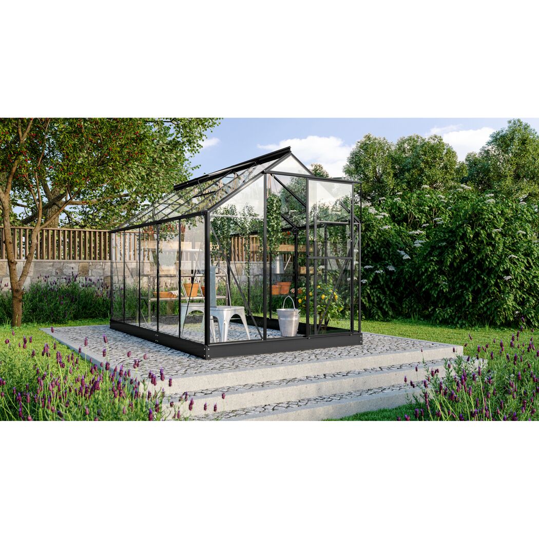 Gewächshaus 'Triton 6200' 190,4 x 315 cm mit 3 mm Sicherheitsglas smaragdfarben