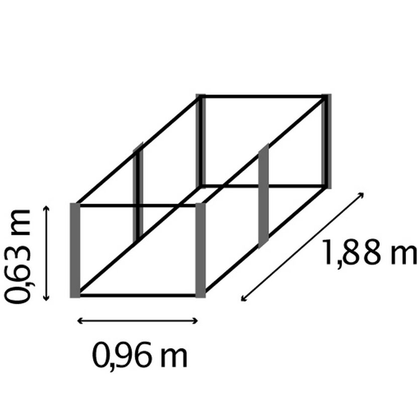 Hochbeet Linus mit den Maßen 0,96 x 1,88 x 0,63 m