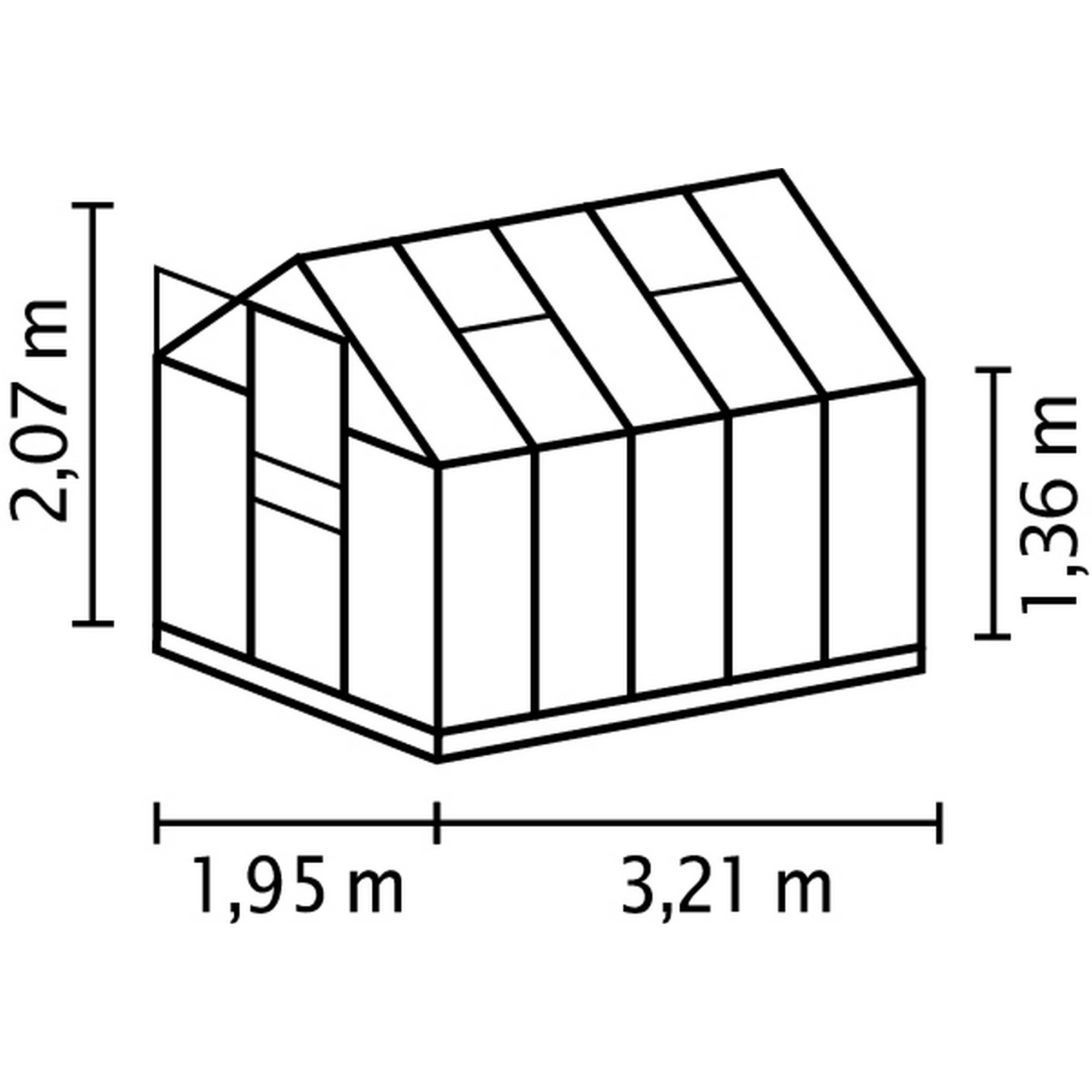Gewächshaus 'Planet 6200' 6,2 m² 192,2 x 316,6 cm 6 mm Hohlkammerplatten schwarz + product picture