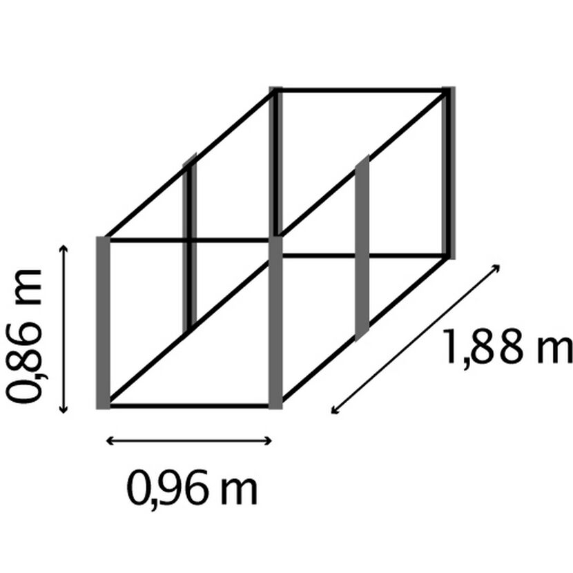 Hochbeet Linus mit den Maßen 0,96 x 1,88 x 0,86 m
