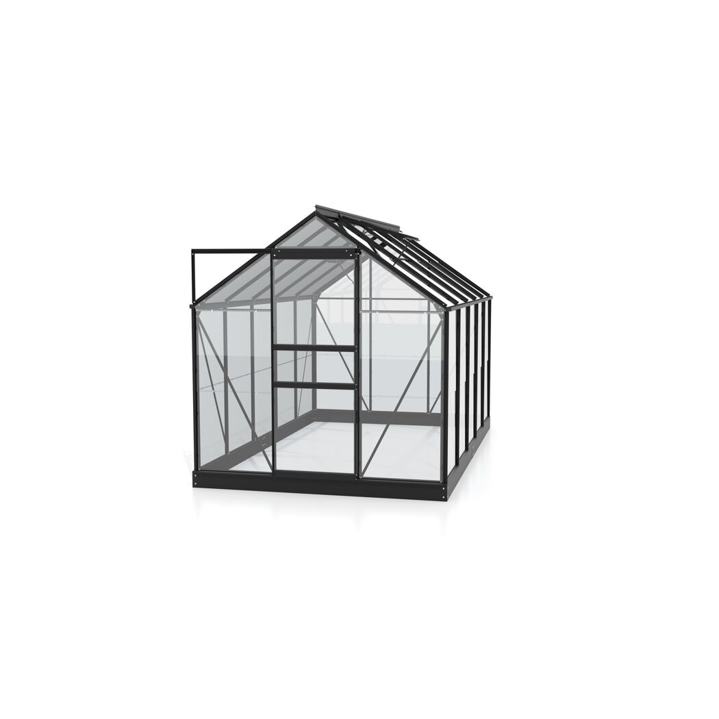 Gewächshaus GWH Planet 6200 mit offenem Fenster und Dachluke