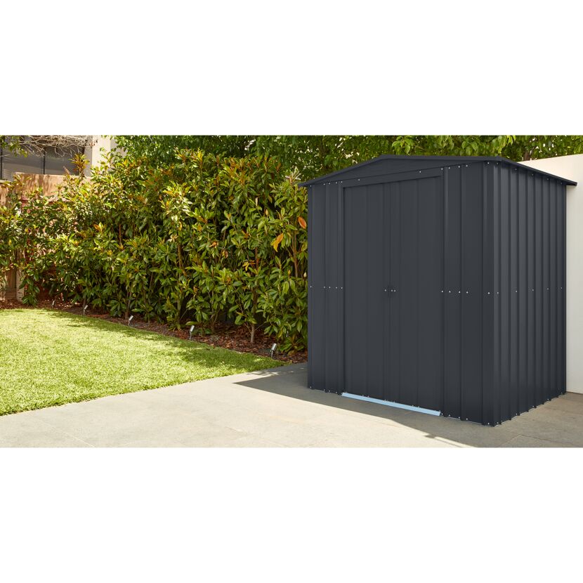 Anthrazitfarbener Geräteschuppen Gartenmanager Dream 65