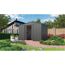 Anthrazitfarbenes Gartenhaus Gartenmanager Dream 108 mit Fahrrädern