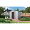 Silbernes Metall-Gerätehaus Gartenmanager Dream 88 mit Fahrrädern