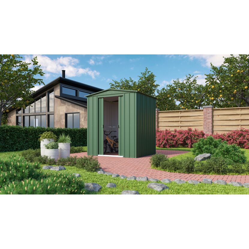 Grünes Gartenhaus Gartenmanager Dream 65 mit Fahrrad