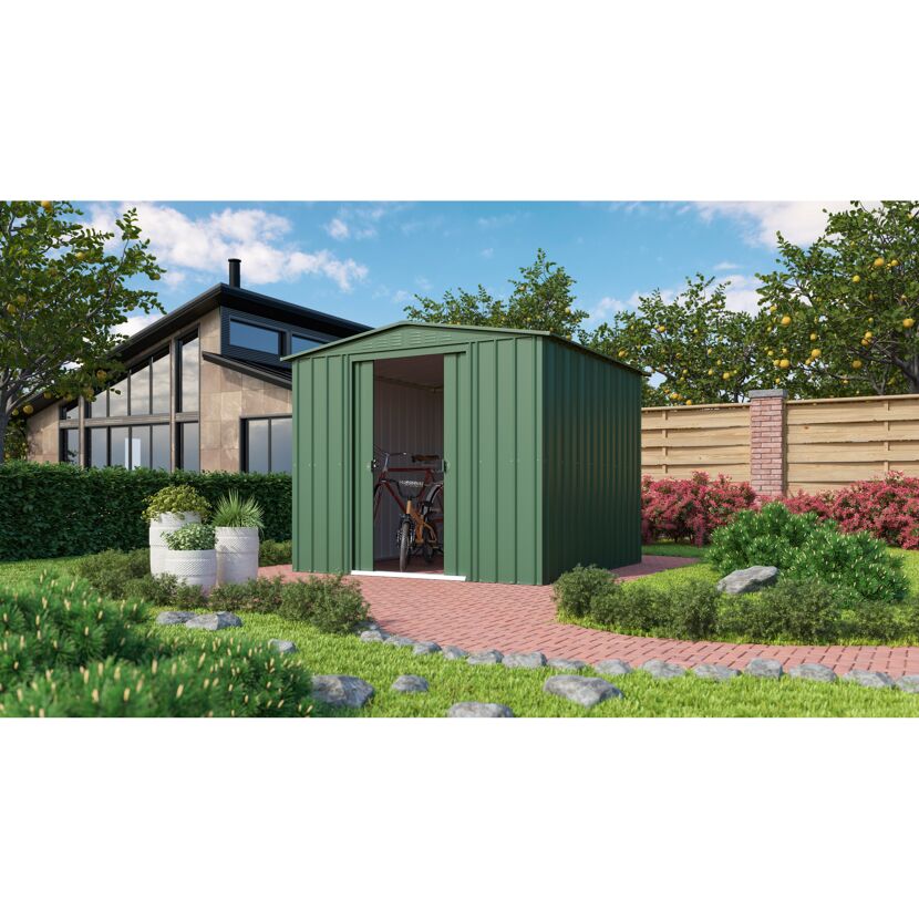 Grünes Gartenhaus Gartenmanager Dream 88 mit Fahrrädern