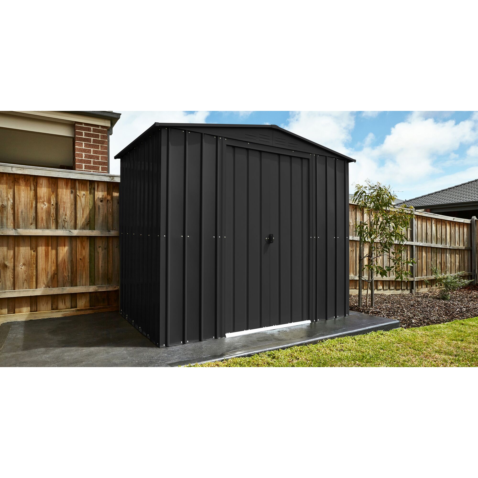 Anthrazitfarbenes Gerätehaus Tower 8 x 6