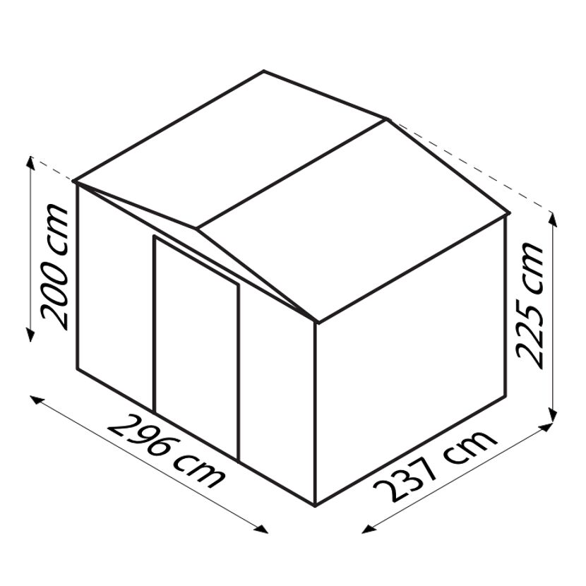 Gerätehaus Tower 108, jade mit Maßen