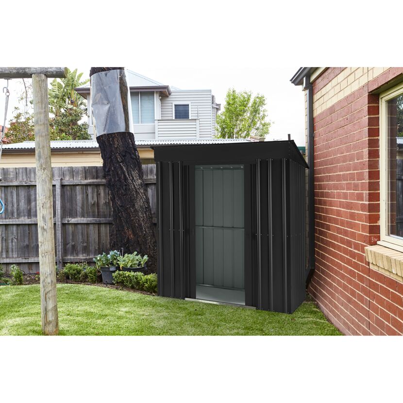 Anthrazitfarbenes Gartenhaus Pultdach Skillion 64