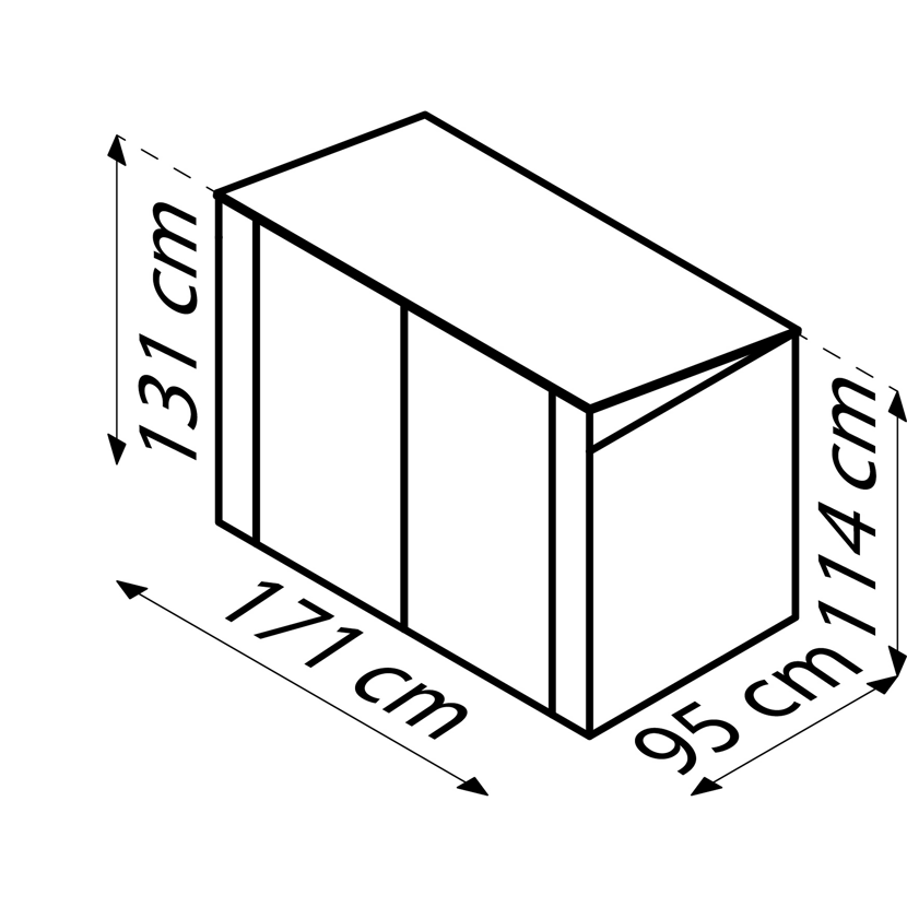 Mülltonnenbox mit den Maßen 171 x 95 x 131/114 cm