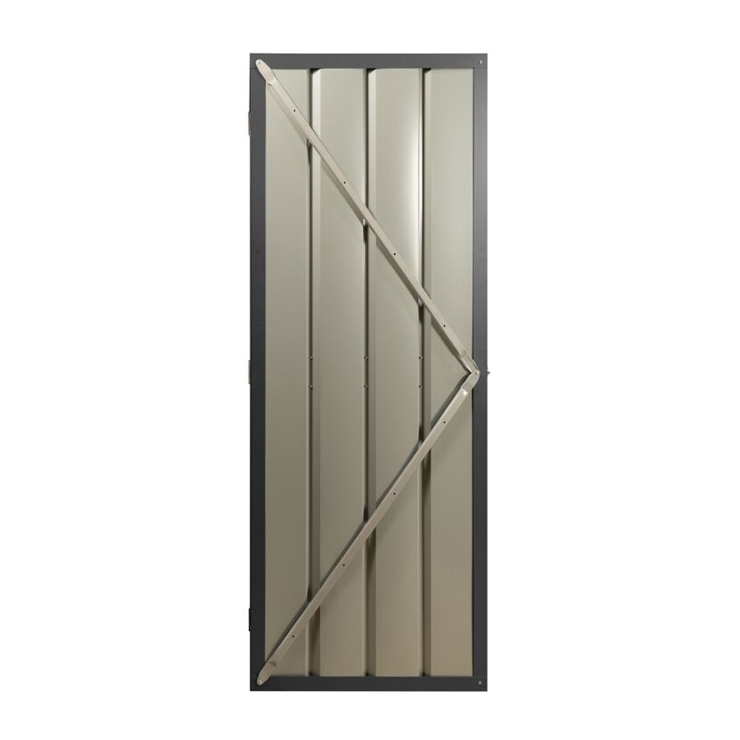 Metalltür anthrazit mit diagonaler Strebe