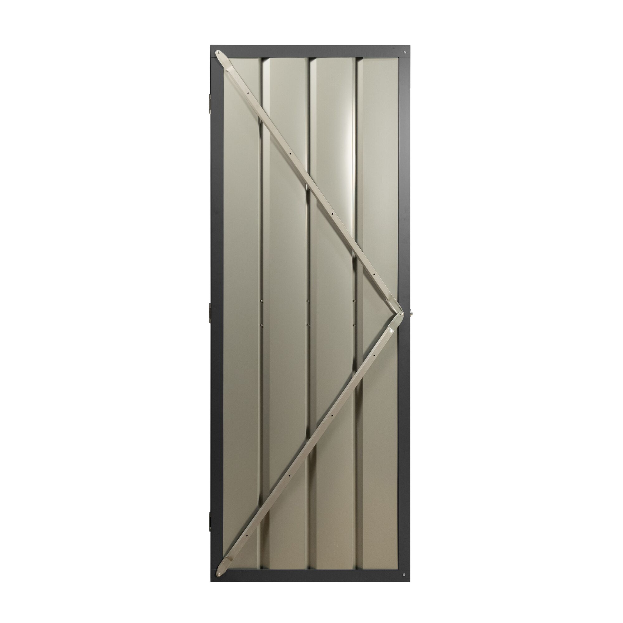 Metalltür anthrazit mit diagonaler Strebe