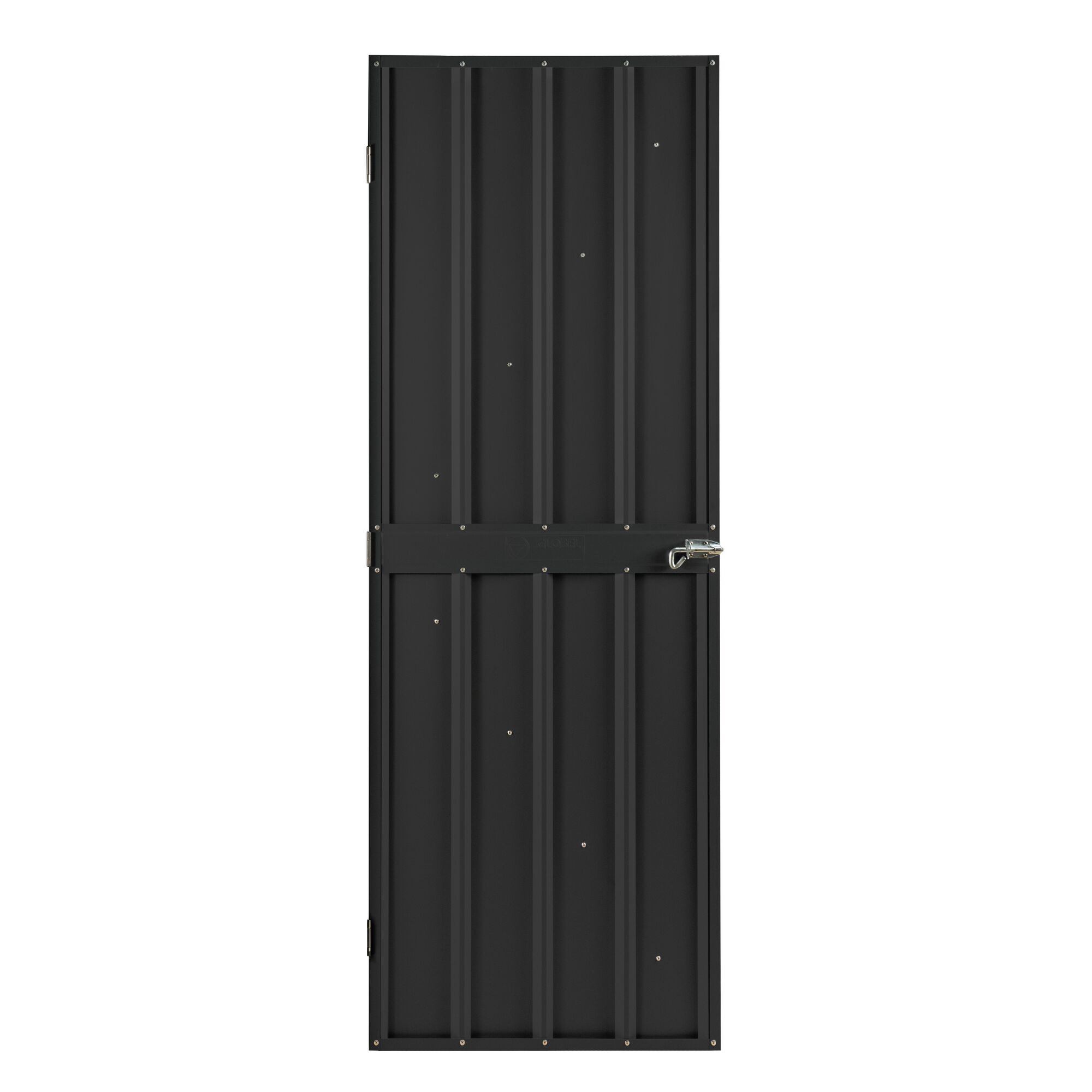 Schwarze Schwingtür mit Riegel