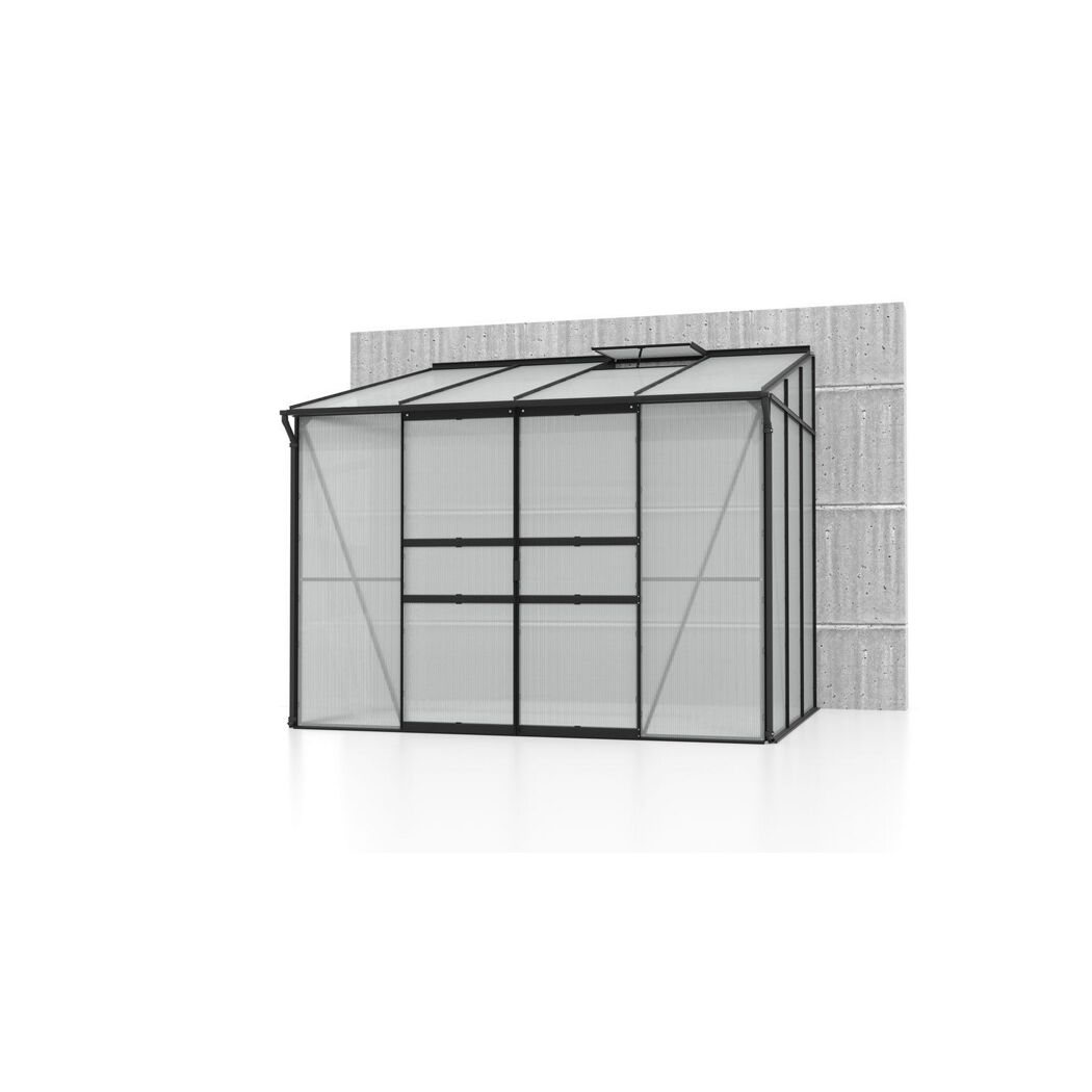 Gewächshaus Ida 5200 HKP schwarz an Betonwand