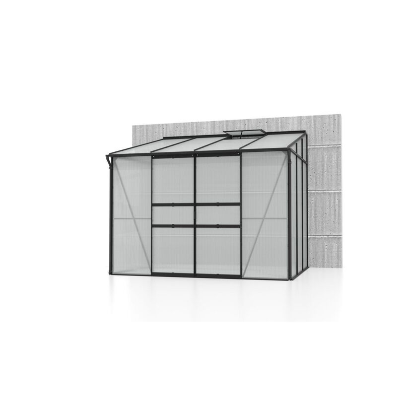 Gewächshaus Ida 5200 HKP schwarz an Betonwand