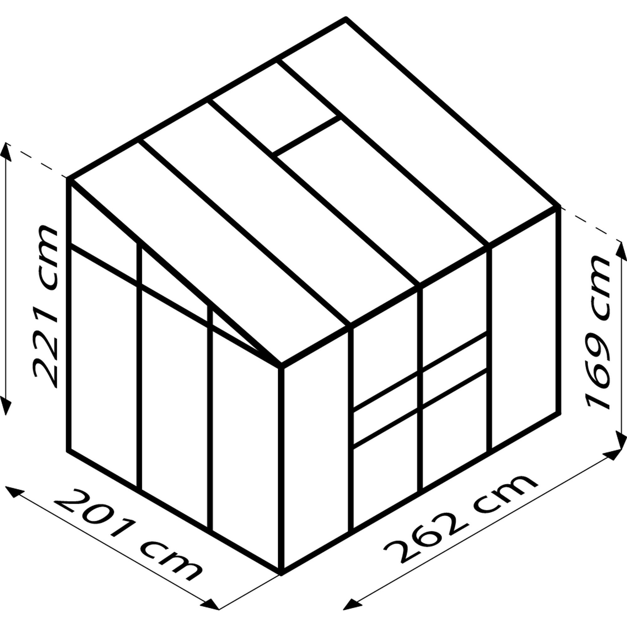 Anlehngewächshaus 'Ida 5200' 254,4 x 190,1 cm mit 6 mm Hohlkammerplatten schwarz + product picture