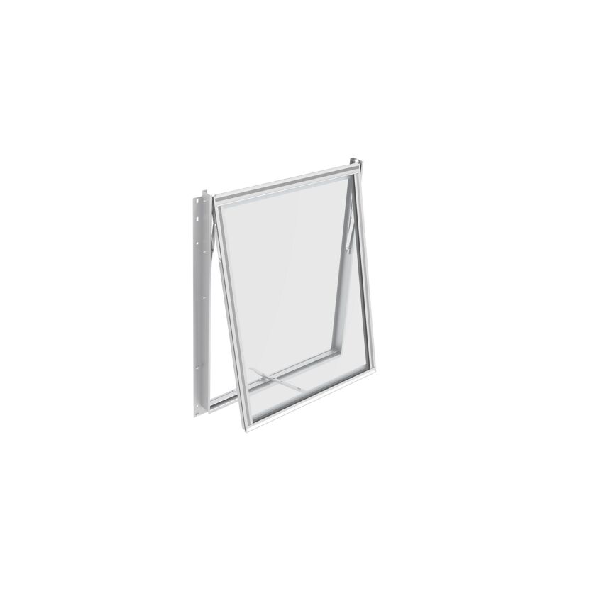 Geöffnetes Seitenfenster Z mit ESG, Aluminiumrahmen
