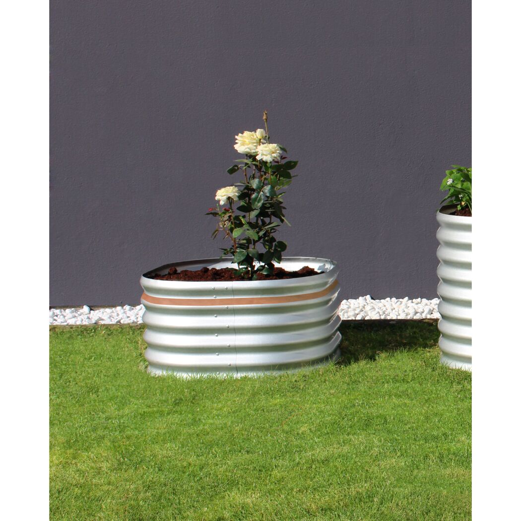 Rundes Hochbeet Vita aus Metall mit Rosen