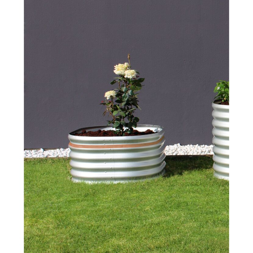 Rundes Hochbeet Vita aus Metall mit Rosen