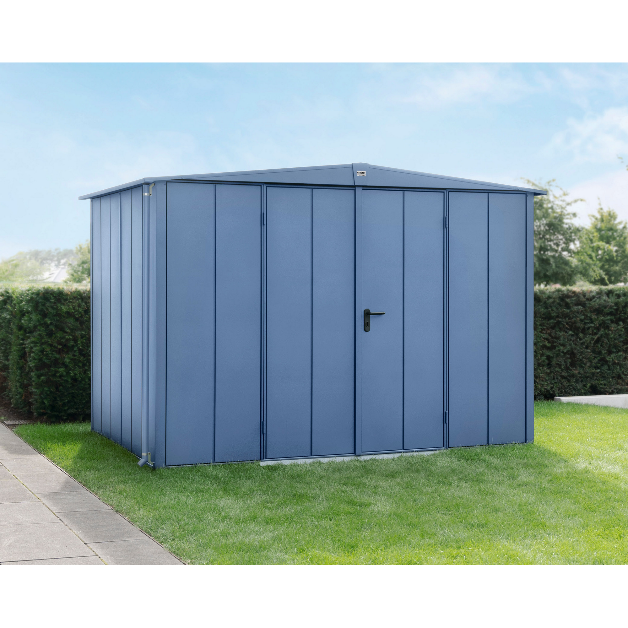 Blaues Gartenhaus von Biohort, Modell GH Elegant