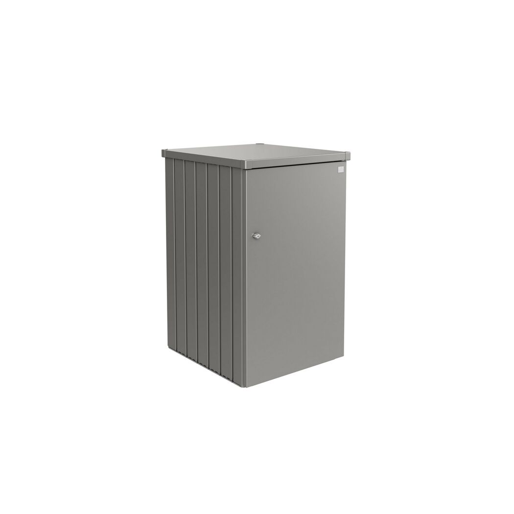 Grauer Mülltonnenschrank mit Tür