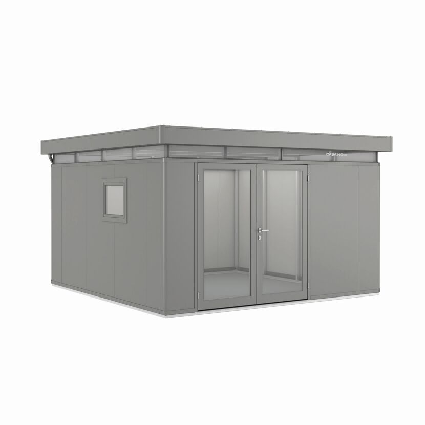 Gartenhaus 'CasaNova' 4 x 4 quarzgrau-metallic Einzeltür rechts