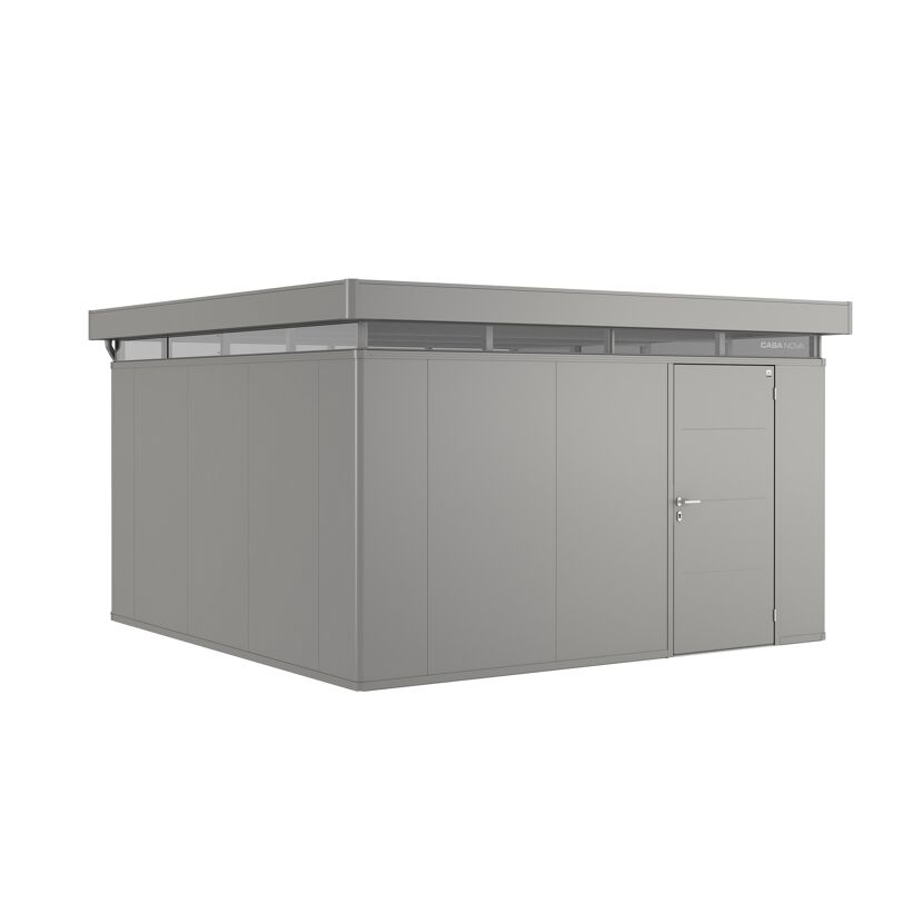 Gartenhaus 'CasaNova' 4 x 4 quarzgrau-metallic Einzeltür rechts