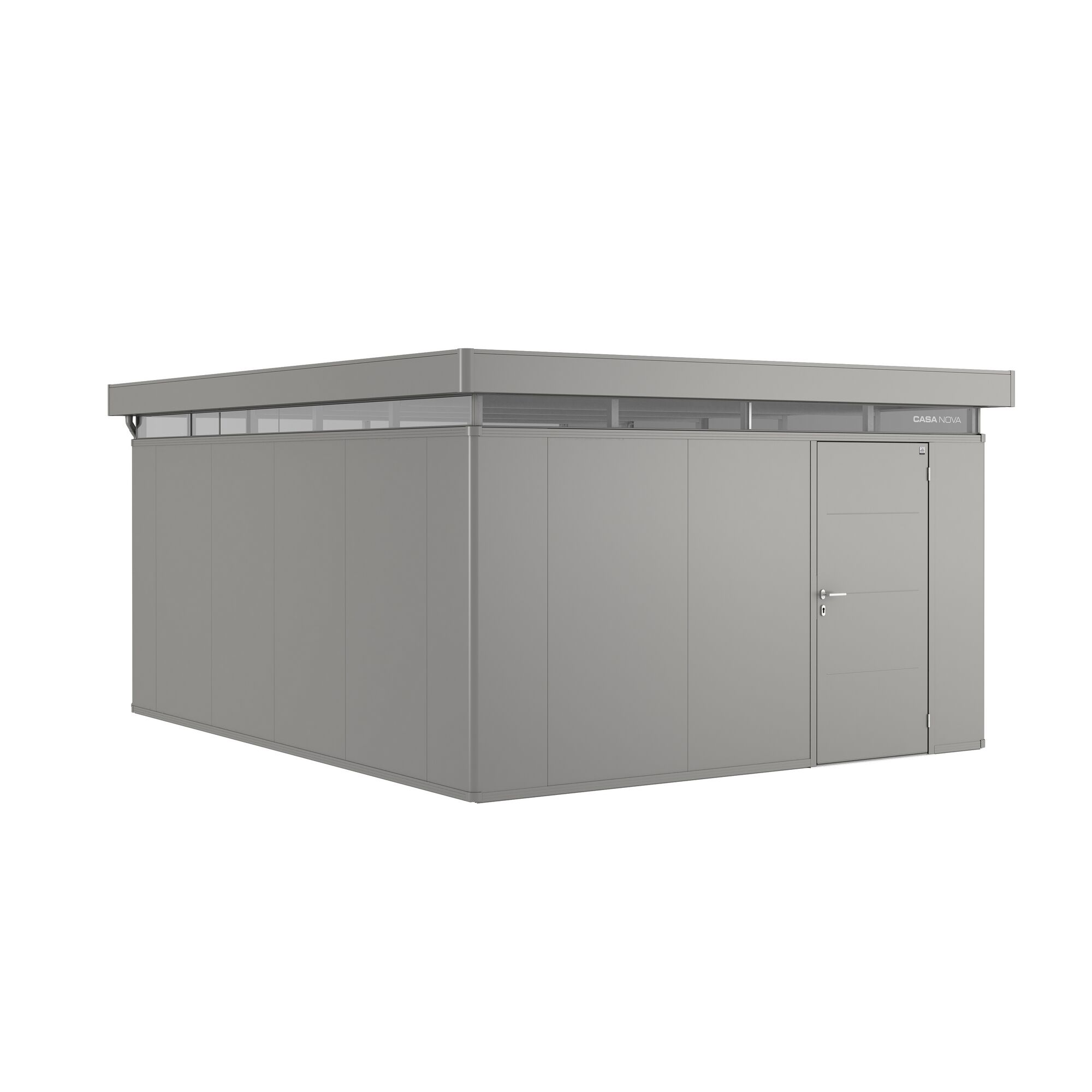 Gerätehaus quarzgrau von Casa Nova mit Flachdach und Tür