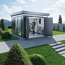 Gartenhaus 'CasaNova' 4 x 6 quarzgrau-metallic Einzeltür links