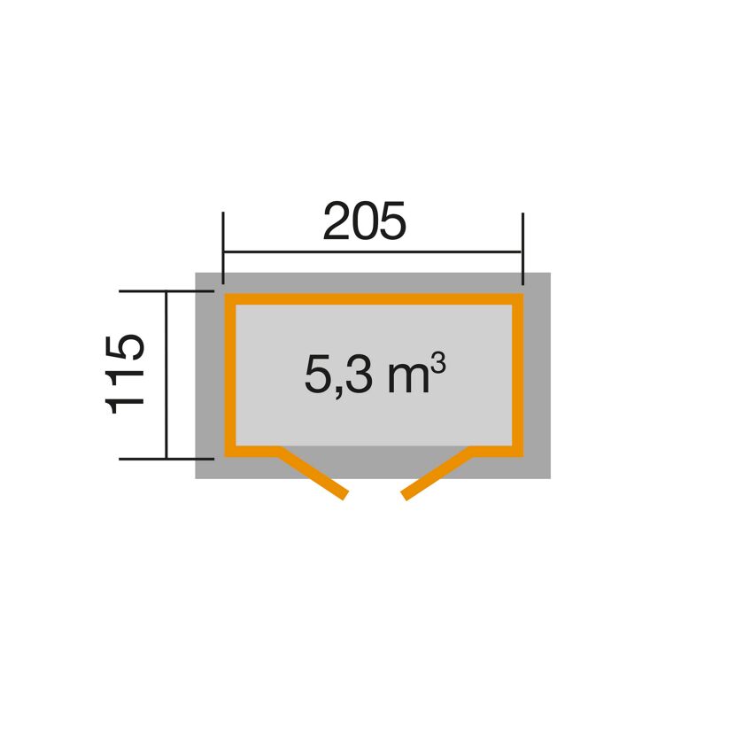 Eckverbinder GH 21 mm, grau, 205 x 115 mm, 5,3 m³