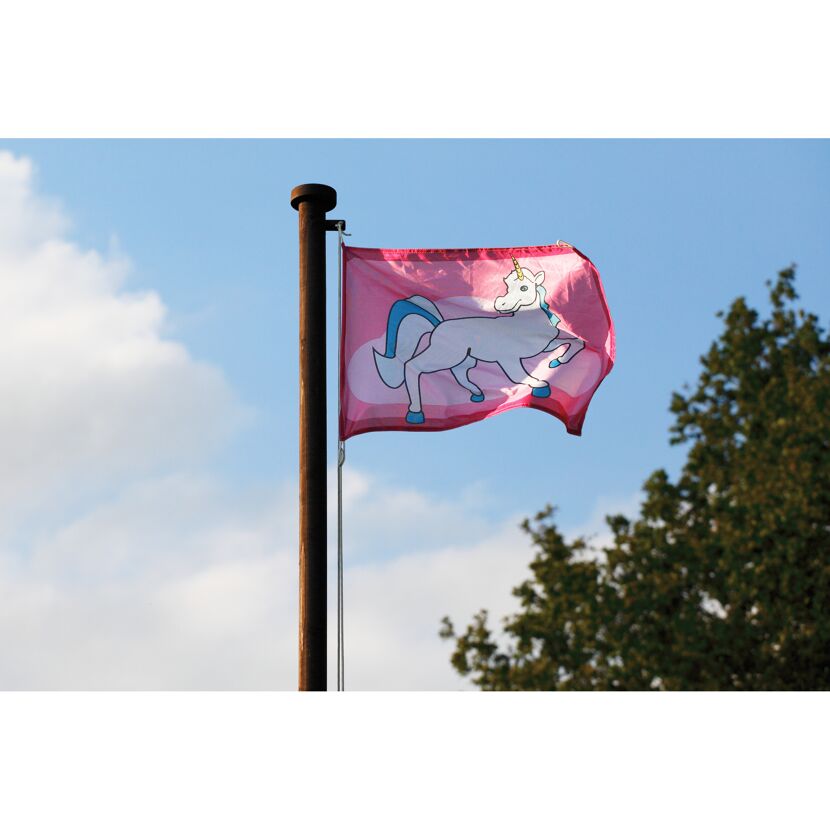 Rosa Flagge mit Einhorn-Motiv