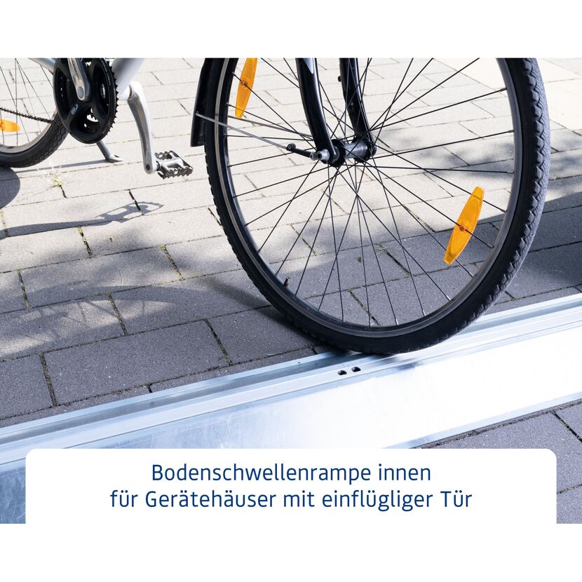 Fahrradreifen auf Bodenschwellenrampe