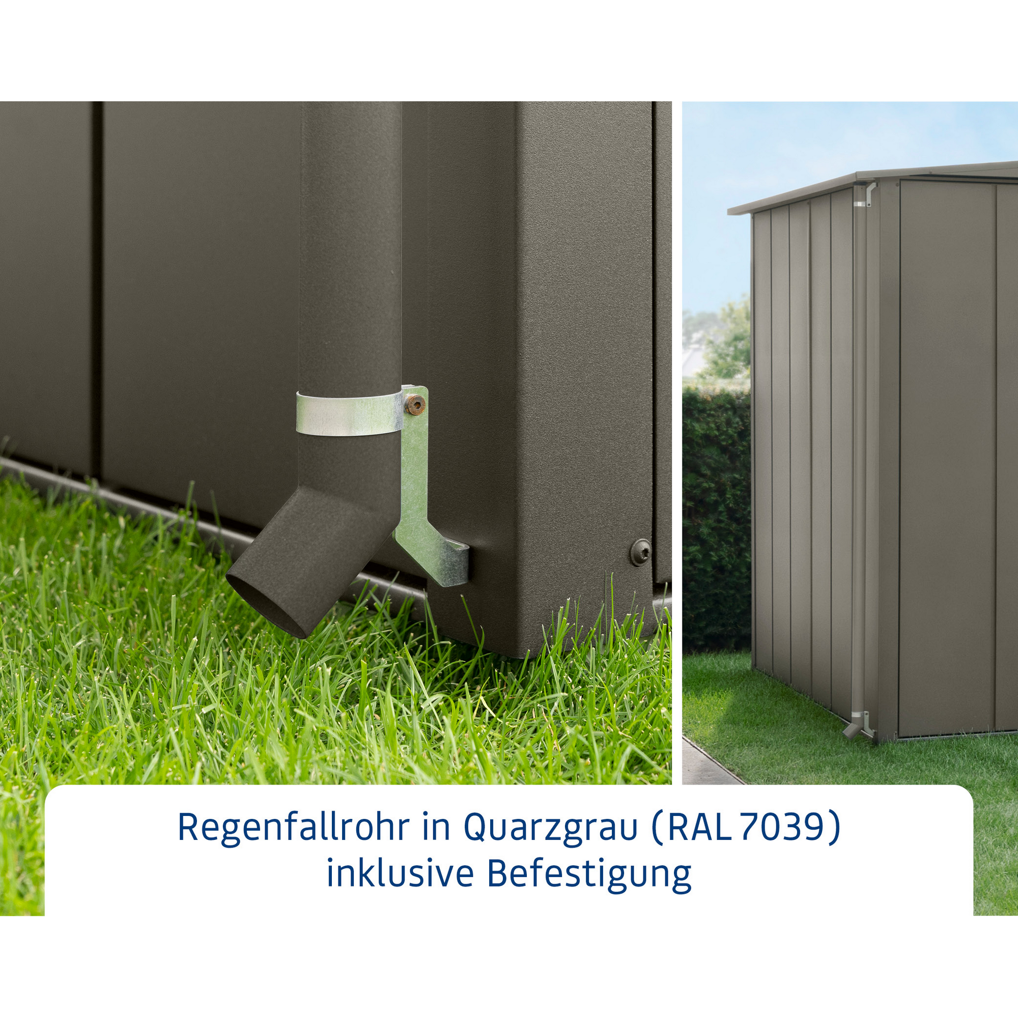 Regenfallrohr für Gerätehäuser quarzgrau bis 7 m² + product picture