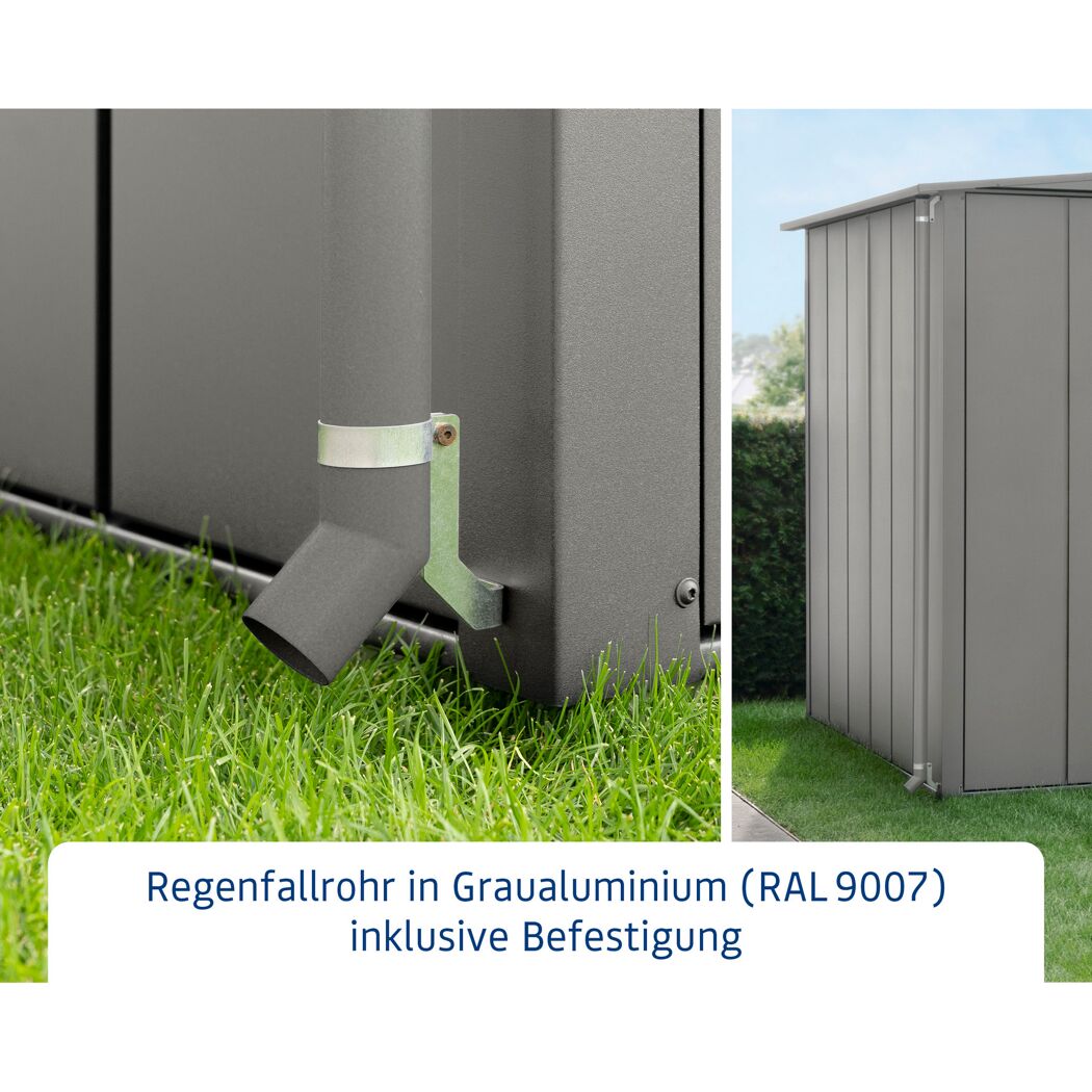 Regenfallrohr in Graualuminium