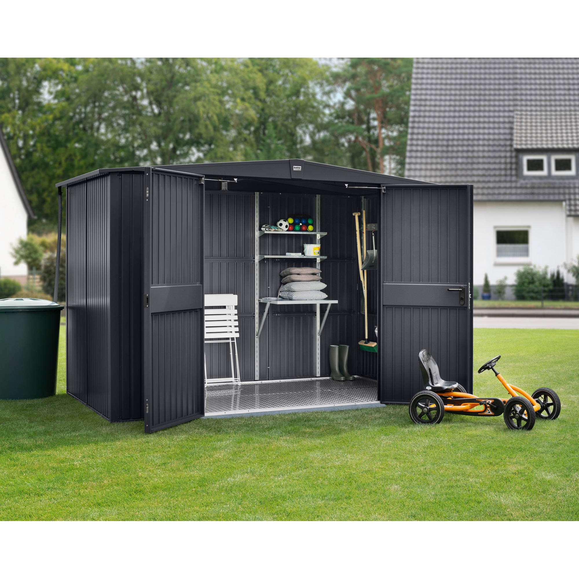 Gerätehaus 'Trend Typ 3' anthrazit matt 299,3 x 201,8 cm, mit Doppeltür