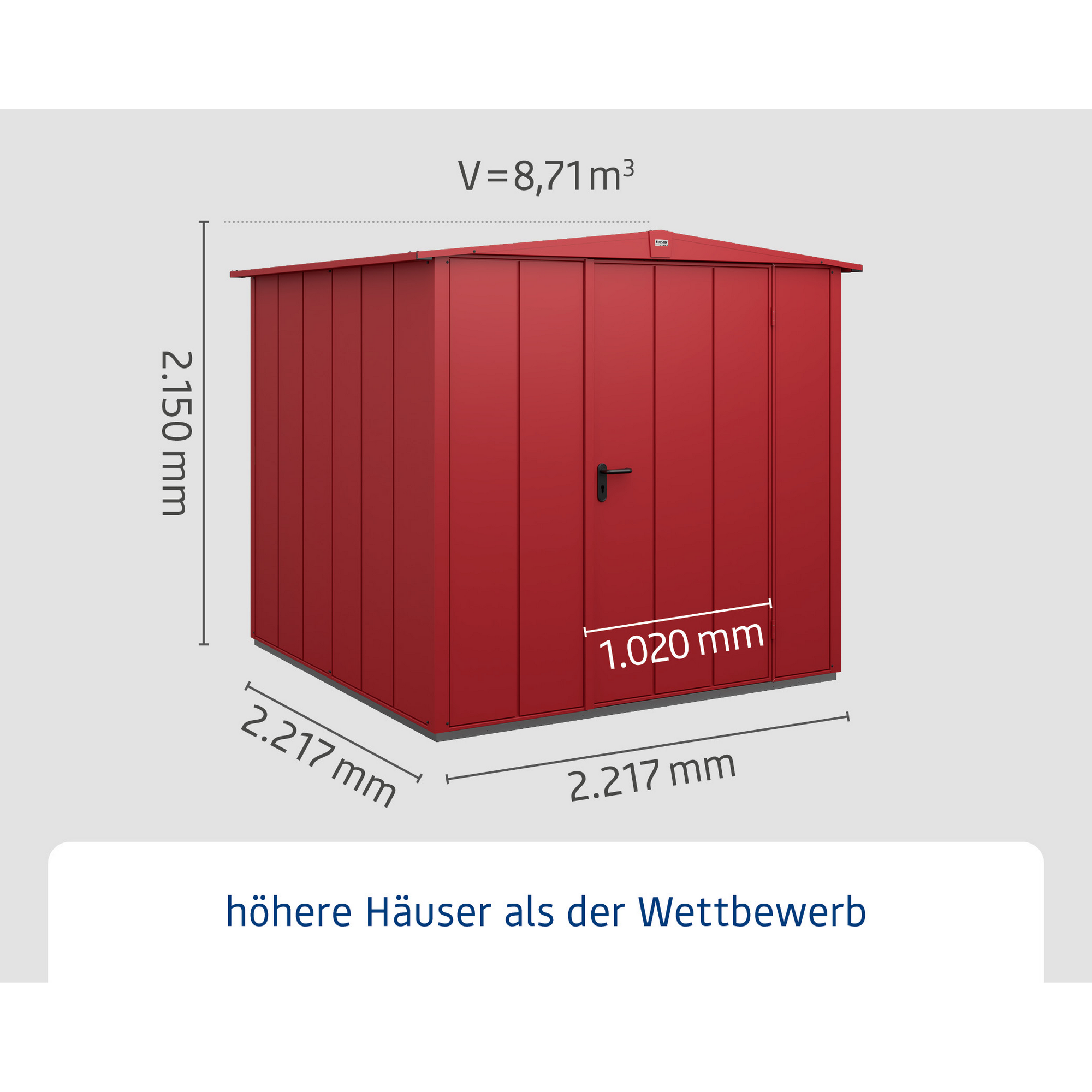 Gerätehaus 'Elegant Typ 2' purpurrot 218,2 x 218,2 cm, mit Einzeltür