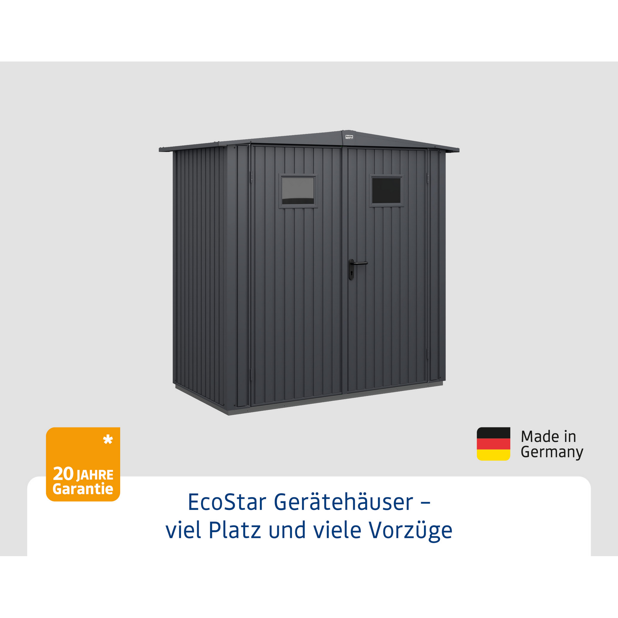 Gerätehaus 'Trend Typ 1' anthrazit matt 201,8 x 104,3 cm, mit Doppeltür und 2 Fenstern